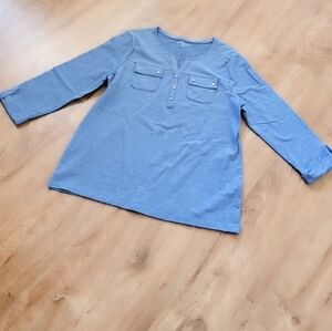 Croft & Barrow Blue 3/4 Sleeve Top Size XL